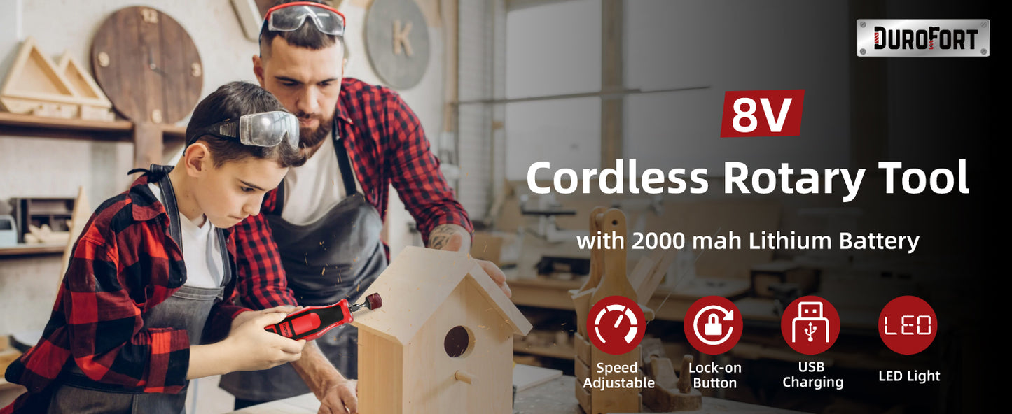 Cordless Rotary Tool Kit, 8V Cordless Die Grinder 146pcs Accessories, 32000RPM 5-Speed Multi Power Carving Tools, 2.0Ah Rechargeable Battery, for Sanding, Polishing, Engraving, Drilling, Cutting, DIY