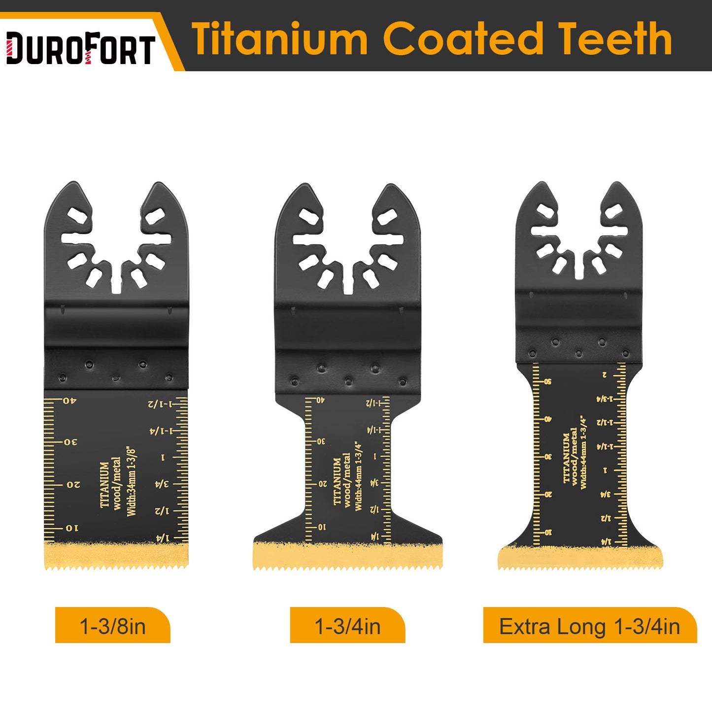3 PCS Titanium Oscillating Tool Blades, Professional Universal Multi Tool Blades Kits with Sandpaper, Multitool Blades Accessories Compatible with Fein Multimaster Tools Black & Decker