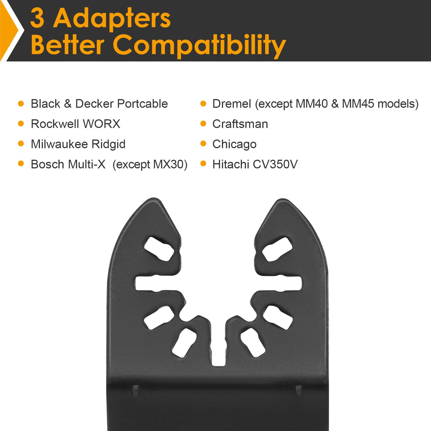 3 PCS Titanium Oscillating Tool Blades, Professional Universal Multi Tool Blades Kits with Sandpaper, Multitool Blades Accessories Compatible with Fein Multimaster Tools Black & Decker