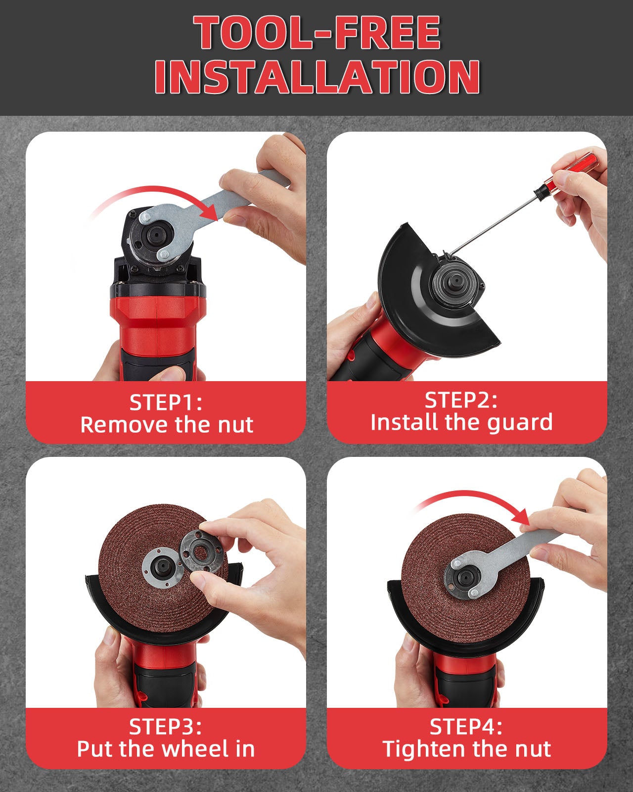 21v Cordless Power Angle Grinder Tool, 9500RPM Brushless 3-Variable-Speed Electric Metal Grinder with 1x4000mAH Battery&Battery Indicator, Cutting Wheels, Flap Disc and Auxiliary Handle for Metal/Wood