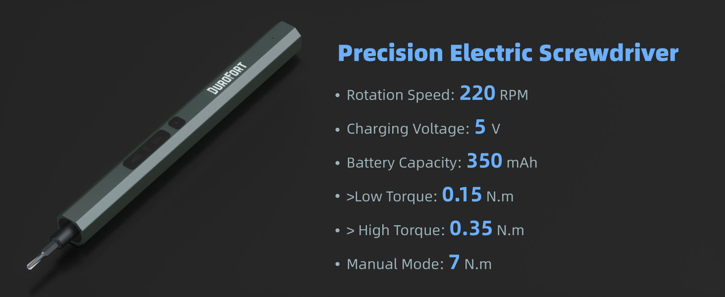 3.7V Precision Electric Screwdriver Set, 0.25N/220RPM Cordless Screwdriver with 34Pcs Bits, 350mAh Mini Electric Screwdriver with LED Light, Magnetize, Opening Pick, Tweezer, Magnetic Mat
