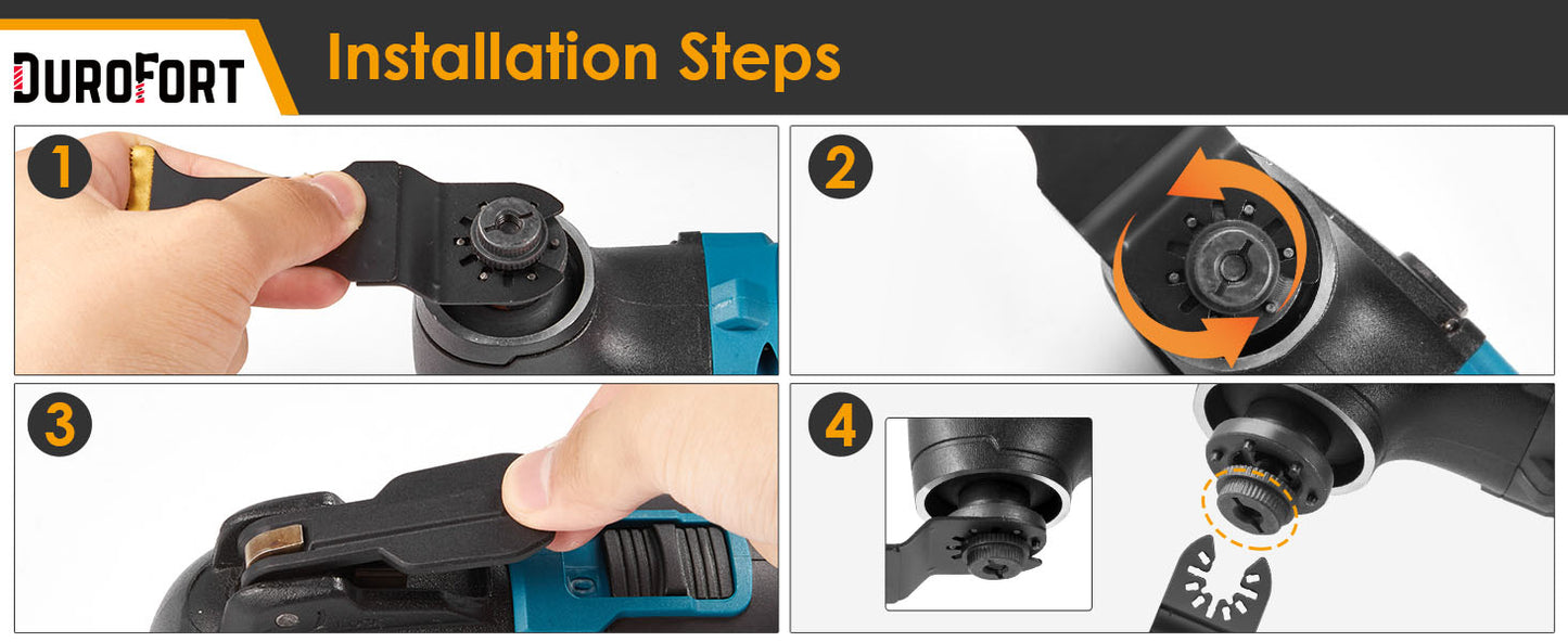 3 PCS Titanium Oscillating Tool Blades, Professional Universal Multi Tool Blades Kits with Sandpaper, Multitool Blades Accessories Compatible with Fein Multimaster Tools Black & Decker
